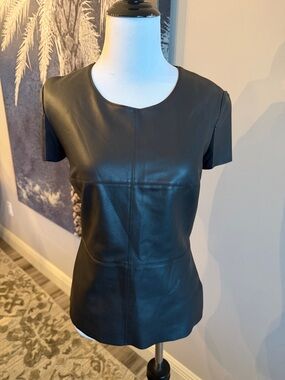 Bailey 44 Black Faux Leather Short Sleeve Top
